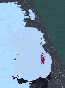 农场雪地里的白火鸡(数字艺术）