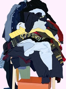 女人的衣服堆在椅子上（数字艺术） 作者 埃文·斯克拉