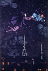 阿兰·雷内·勒萨奇 (Alain-Rene Le Sage) (1668-1747) (1707) 的小说《跛脚魔鬼》插图。 E.Torrent 绘制，约 1930 年。 作者 Evelio 洪流