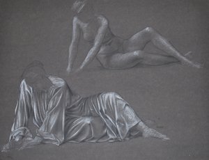 双重研究地球 - 女性形象，1897年（粉笔在纸上） 作者 伊夫林·德·摩根（Evelyn De Morgan）