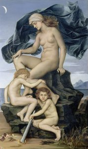 睡眠与死亡，夜晚的孩子，1883年 作者 伊夫林·德·摩根（Evelyn De Morgan）