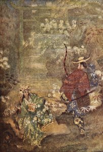Hoori 和海神的女儿，插图来自 F Hadland Davis 的《日本神话与传说》 作者 伊芙琳·保罗