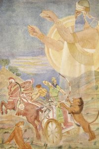提格拉斯-皮勒瑟一世 (Tiglath-Pileser I)，尼尼布 (Ninib) 执导，插图来自刘易斯·斯彭斯 (Lewis Spence) 的《巴比伦和亚述的神话与传说》 作者 伊芙琳·保罗