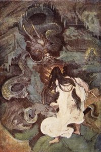 东京和海蛇，插图来自 F. Hadland Davis 的《日本神话与传说》 作者 伊芙琳·保罗