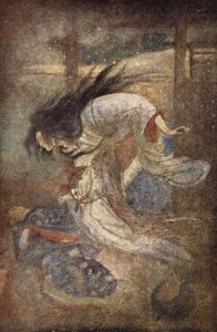 雪之女 Yuki-Onna，插图选自 F. Hadland Davis 所著《日本的神话与传说》。 作者 伊芙琳·保罗