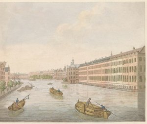 Binnen-Amstel 景观，约 1810-1813 年 Vue du Blaauwe-Brug，阿姆斯特尔室内装饰奖，Halvemaans-Brug 的执行申请（物品上的标题）