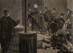 Etievant，无政府主义者从篦子射击，插图来自&39;Le Petit Journal：Supplement illustre&39;，1898年1月30日