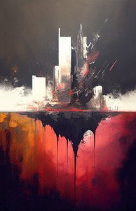 抽象红色绘画，粗笔触，墙面艺术按需打印 作者 法赫塔利·阿卜杜勒拉希姆