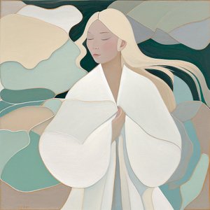 美丽的金发女郎画布肖像，按需墙面打印 作者 法赫塔利·阿卜杜勒拉希姆