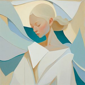 金发女性肖像，灵感来自名画，墙面艺术印刷品 作者 法赫塔利·阿卜杜勒拉希姆