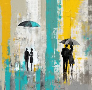 浪漫的雨天，伞下相爱的情侣, 壁画打印 作者 法赫塔利·阿卜杜勒拉希姆