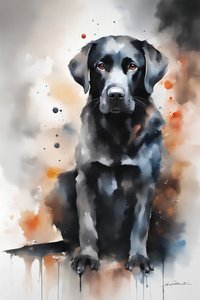 可爱的黑狗肖像，帆布宠物画，卧室墙壁装饰，艺术打印 作者 法赫塔利·阿卜杜勒拉希姆