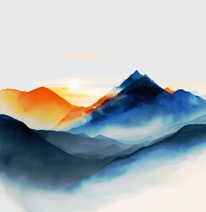 宁静的蓝山、画布和美术印刷品的色调 作者 法赫塔利·阿卜杜勒拉希姆