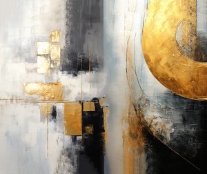 银色和金色抽象直观艺术绘画，方形艺术印刷品