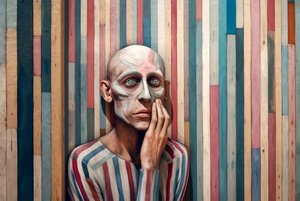 超现实主义画作《悲伤的人》，灵感来自乔治-德-基里科，艺术版画 作者 法赫塔利·阿卜杜勒拉希姆