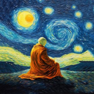 瑜伽冥想艺术版画，梵高风格，禅宗艺术海报出售 作者 法赫塔利·阿卜杜勒拉希姆