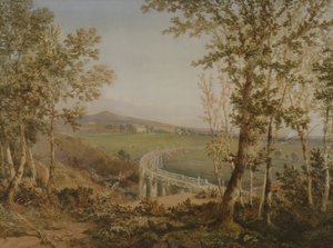 从上面看的同一铁路高架桥的视图，c.1849 作者 FS库克