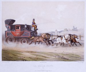 邮件教练，由Charles Bargue（1826-83）镌刻 作者 F.后堡