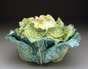 "卷心菜 "瓦罐和盖子，约1755年（锡釉陶器 作者 塞欧工厂
