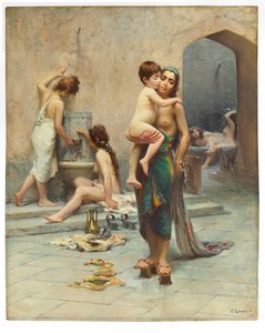 Hamam-浴室，约1891年至1902年（布面油画）