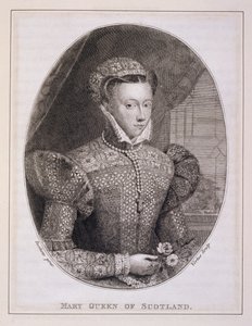 苏格兰女王玛丽（1542-1587 年），由 George Vertue（1684-1756 年）雕刻（雕版画） 作者 费德里科（后）祖卡罗