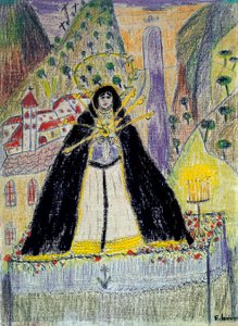 为“七把匕首的处女”（Virgen de los siete dolores）绘制，20 世纪 作者 费德里科·加西亚·洛尔卡（Federico Garcia Lorca）