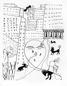 诗人Federico Garcia Lorca（1898-1936）的自画像在纽约，30年代 作者 费德里科·加西亚·洛尔卡（Federico Garcia Lorca）