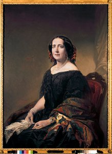 古巴字母哥特鲁迪斯·戈麦斯·德·阿韦利亚内达 (Gertrudis Gomez de Avellaneda) 的肖像