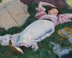 印象派: 躺着的女人 par Zandomeneghi, Federico (1841-1917), c. 1890.布面油画，50x60。私人收藏