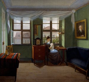 缝纫，费奥多尔-托尔斯泰（1783-1873）的绘画，布面油画，42x46，8厘米
