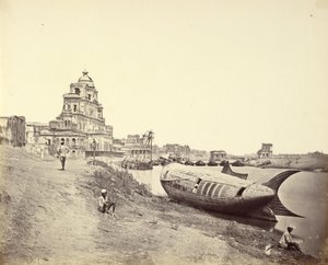 乔兹·曼齐尔宫（Chutter Manzil Palace），国王的船在Gomti河上呈鱼状 作者 菲利斯·比托（Felice Beato）