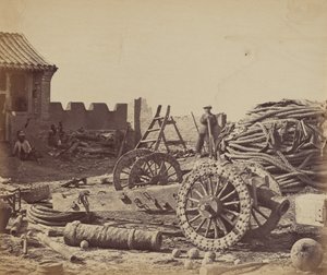 佩唐堡的内部，显示杂志和木枪，1860年8月1日，1860年。 作者 菲利斯·比托（Felice Beato）