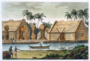 三明治群岛Kaiakakooa的Tamahamah墓"，约1820-1839年 作者 菲利斯·坎皮（Felice Campi）