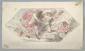 素描，《阿波罗与达芙妮》，1796-98 年 作者 菲利斯·贾尼