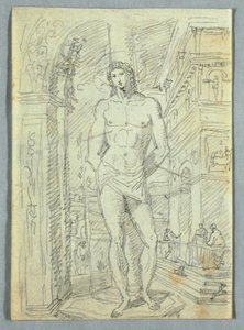 素描，妇女和儿童头部及手部研究，1810-20 年 作者 菲利斯·贾尼