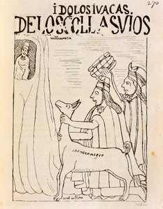 Inca offering llama to idols (engraving 作者 费利佩·华曼·波马·德·阿亚拉