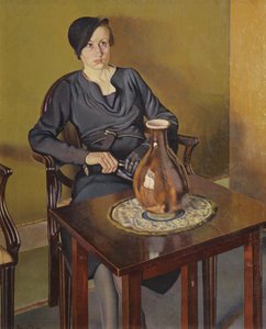 有花瓶的女人，c.1929（布面油画） 作者 费柳·埃利亚斯·布拉肯斯