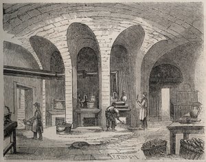 巴黎--小罗盖特监狱（妇女和青少年监狱）--Les Cuisines--Felix Thorigny之后的版画--1865年7月的《世界画报》。