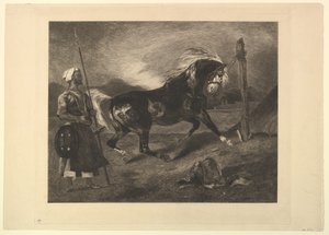 1857年德拉克洛瓦（Delacroix）之后，有利益的阿拉伯马。