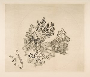 盘子装饰：一条小溪，1870年。 作者 费利克斯·布拉克蒙德
