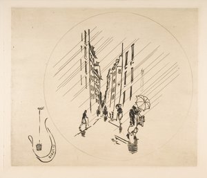 盘子装饰：雨，1870年。 作者 费利克斯·布拉克蒙德