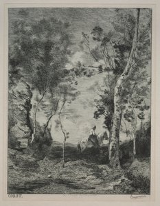 柯罗之后的《风景》或《白马》 c。 1858年。 作者 费利克斯·布拉克蒙德