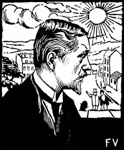 自画像。Felix Edouard Vallotton（1865-1925 年）约 1890 年创作的木版画。私人收藏。 作者 费利克斯·爱德华·瓦洛顿