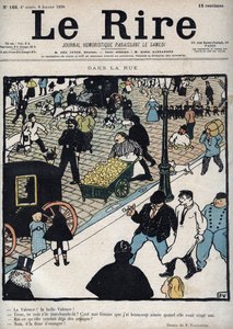 在大街上-1898年1月6日的报纸“ Le Rire”的封面，菲利克斯·瓦洛顿（Felix Vallotton）绘画 作者 费利克斯·爱德华·瓦洛顿