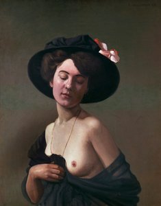 戴黑帽子的女士，1908年 作者 费利克斯·爱德华·瓦洛顿