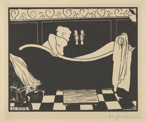 巴斯（Le Bain），1894年（奶油编织纸上的木刻） 作者 费利克斯·爱德华·瓦洛顿