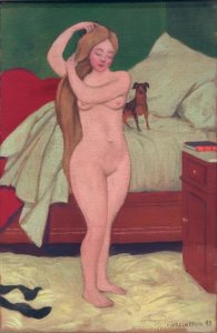 女性裸体，精梳，室内