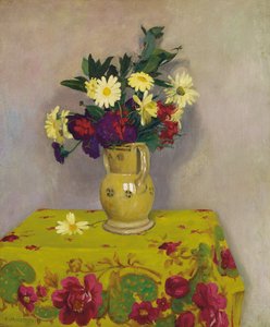 黄色雏菊和各种花朵，1911年 作者 费利克斯·爱德华·瓦洛顿
