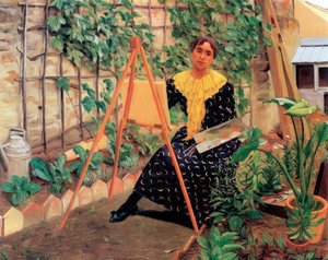 Young woman painting 作者 费利克斯·爱德华·瓦洛顿