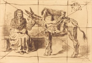 Cacoletière Assise 坐着的女人和驴，1875年。
